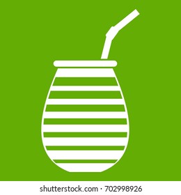 Tea cup used mate or terere in Argentina icon white isolated on green background. Vector illustration