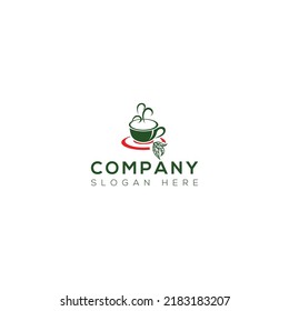 Tea cup vector art logo design 