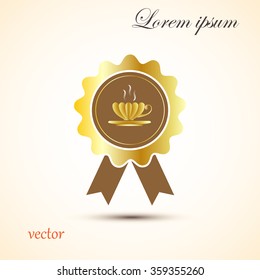 Tea cup, vector badge with ribbons icon































