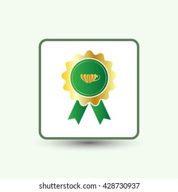 Tea cup, vector badge with ribbons icon