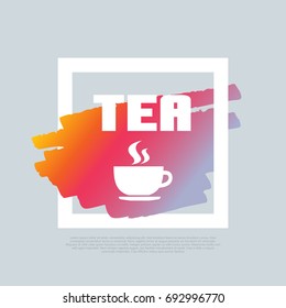 Tea Cup. Vector clip-art template, poster, motto, label, text.