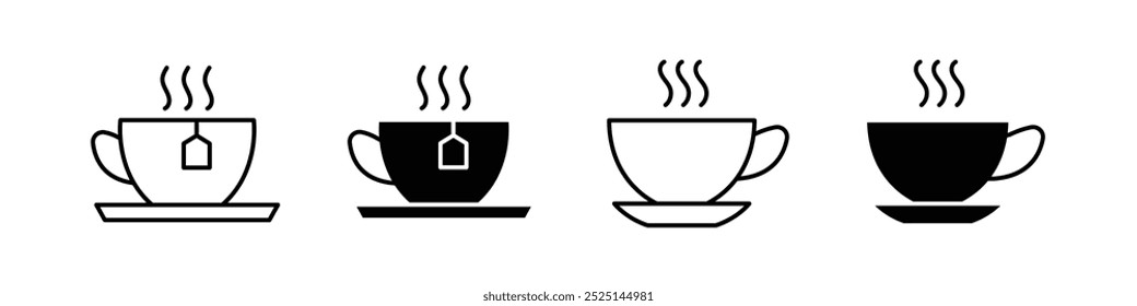 Tea cup vector vector filled and outlined iconss collection