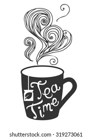 Tea cup. Vector hand drawn illustration