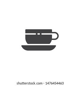 Tea cup vector icon. Coffee filled flat sign for mobile concept and web design. Cup, saucer glyph icon. Symbol, logo illustration. Vector graphics