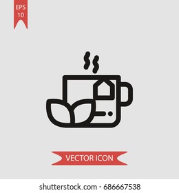 Tea cup vector icon, illustration symbol