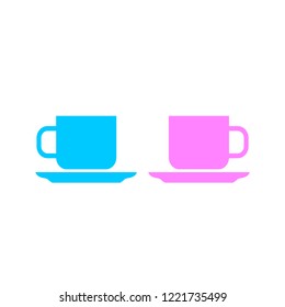 Tea cup vector icon on white background  