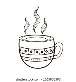 Tea cup vector icon.Isolated drawing on a white background.Can be used in textiles,prints,gift cards, wallpapers, icons, websites, web design.