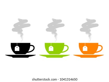 Tea cup vector icons on white background  