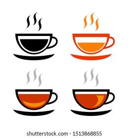 Tea cup vector icons on white background  