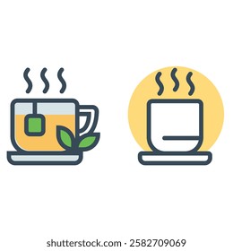 Tea cup. Vector Illustration icon. Flat Style. Design for Cafeteria Posters and Banners Cards stock illustration