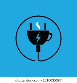 Tea cup vector illustration look like an electric plug. Concept of taking instant energy.