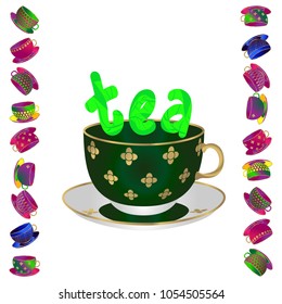tea cup, vector illustration, white background