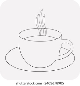 Tea cup vector line art eps