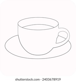 Tea cup vector line art eps