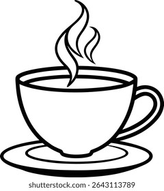 Tea Cup vector line art white background 