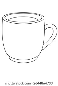 Tea cup - vector linear image for logo, pictogram or coloring. Outline. Tea cup