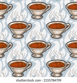 Tea cup vector seamless pattern