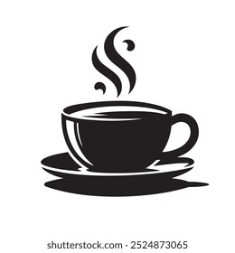 Tea cup vector silhouette image white background