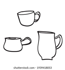 a tea cup vector, teapot vector, hand drawn tea set, coffee mug vector, tea cup silhouette, clipart vector, 