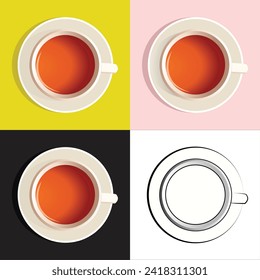 Tea cup vector - top view