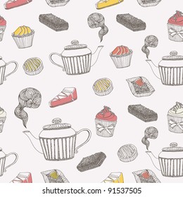 tea and cupcake background