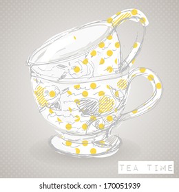 tea cups background vector illustration