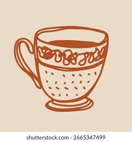 Tazas de té Línea de Colección Dibujo Bosquejo