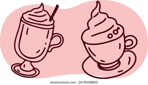 Tazas de té Línea de Colección Dibujo Bosquejo	
