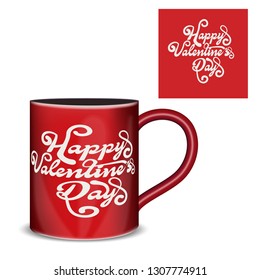 Tea cups cute valentines day vector illustration, Typography,  Love, Valentines day, anniversary card - Vector