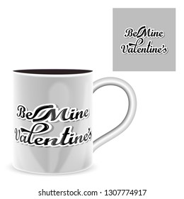 Tea cups cute valentines day vector illustration, Typography,  Love, Valentines day, anniversary card - Vector
