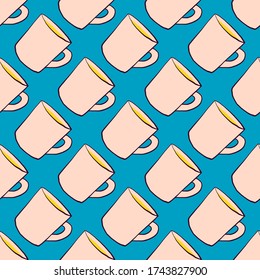 Tea cups pattern , illustration, vector on white background
