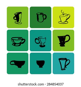 Tea cups set illustration