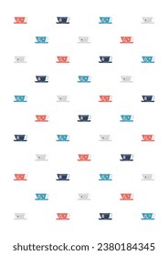 Tea cups. Vector pattern or background