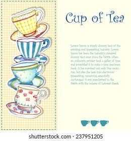 Tea cups watercolor the retro backgrounds 