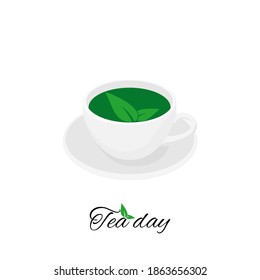 Tea day design with a glass of green tea vector illustration. Good template for tea design.