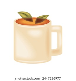 tea day mug and leaf isolated design