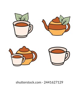 Tea Day Retro Style Element Vector Design