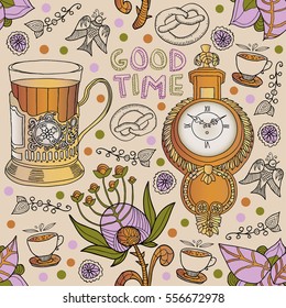 tea. decorative seamless pattern
