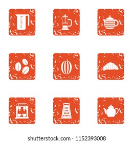 Tea delight icons set. Grunge set of 9 tea delight vector icons for web isolated on white background