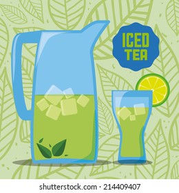 tea design over pattern background vector illustration