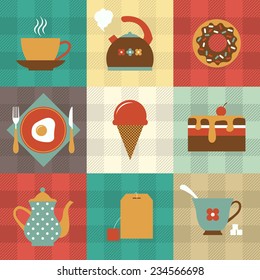 tea and dessert icon set