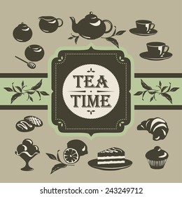 Tea and dessert. Seamless patterns.