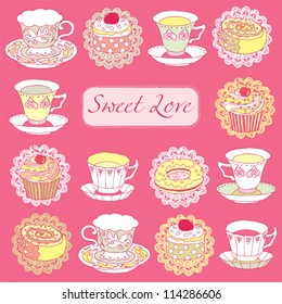 Tea and Desserts - Vintage Menu Card in vector