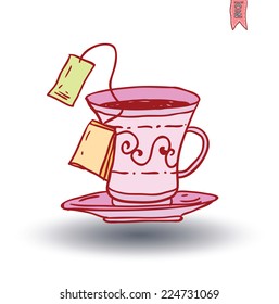  Tea doodle sketch elements.Hand drawn vector illustration