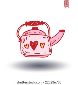  Tea doodle sketch elements.Hand drawn vector illustration