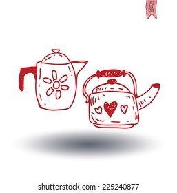  Tea doodle sketch elements.Hand drawn vector illustration