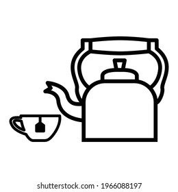 Tea Drink , A Cup Tea And Tea Pot Icon Vector On Trendy Design.