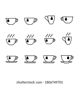 Tea drink icon set vector