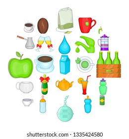 Tea drink icons set. Cartoon set of 25 tea drink vector icons for web isolated on white background