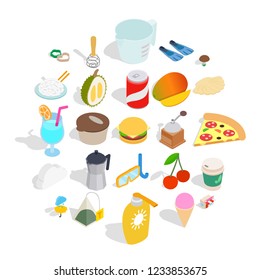 Tea drink icons set. Isometric set of 25 tea drink vector icons for web isolated on white background